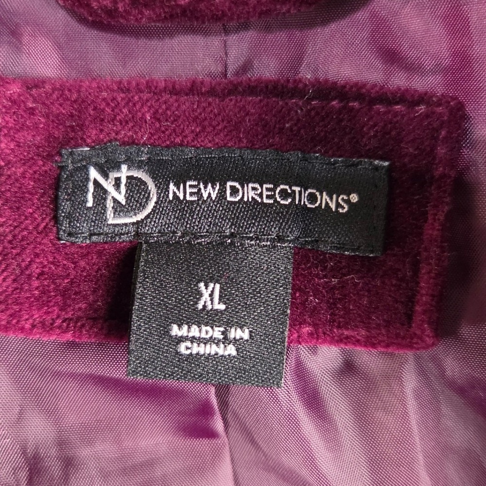 New Directions Womens XL Burgundy Velvet Moto Jacket Quilted Zip Mock Neck - Picture 4 of 13